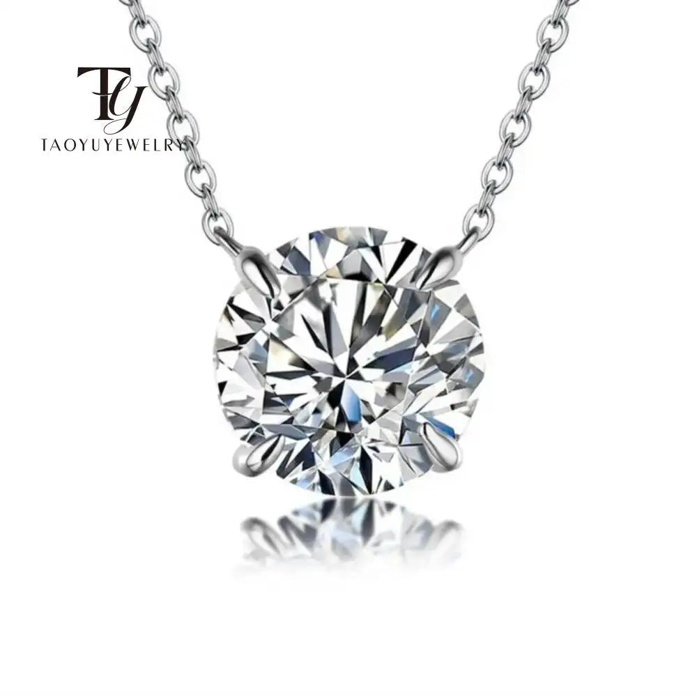 Moissanite Pendant Necklace 925 Sterling Silver – Diamond Alternative Bridal Jewelry