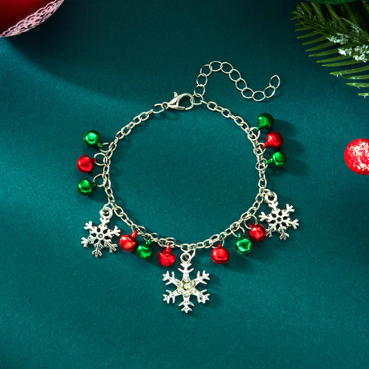 Christmas Snowflake Bell Bracelet & Necklace – Holiday Jewelry Gift for Women