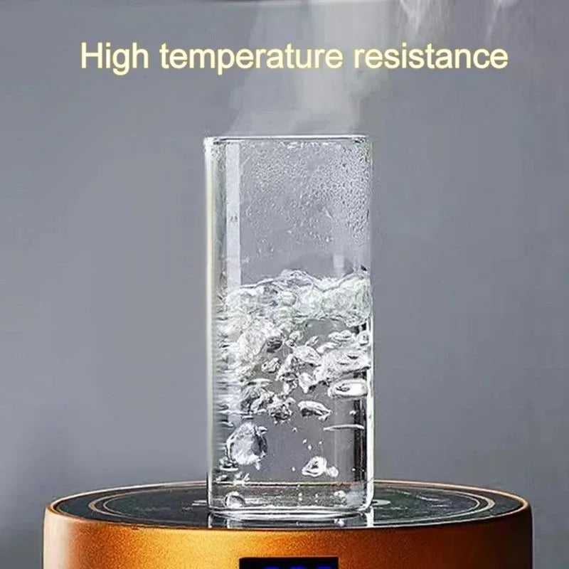 Square Heat-Resistant Glass Cup with Lid & Straw – Clear Iced Coffee, Milk Tea, Juice Mug for Home & Bar Use