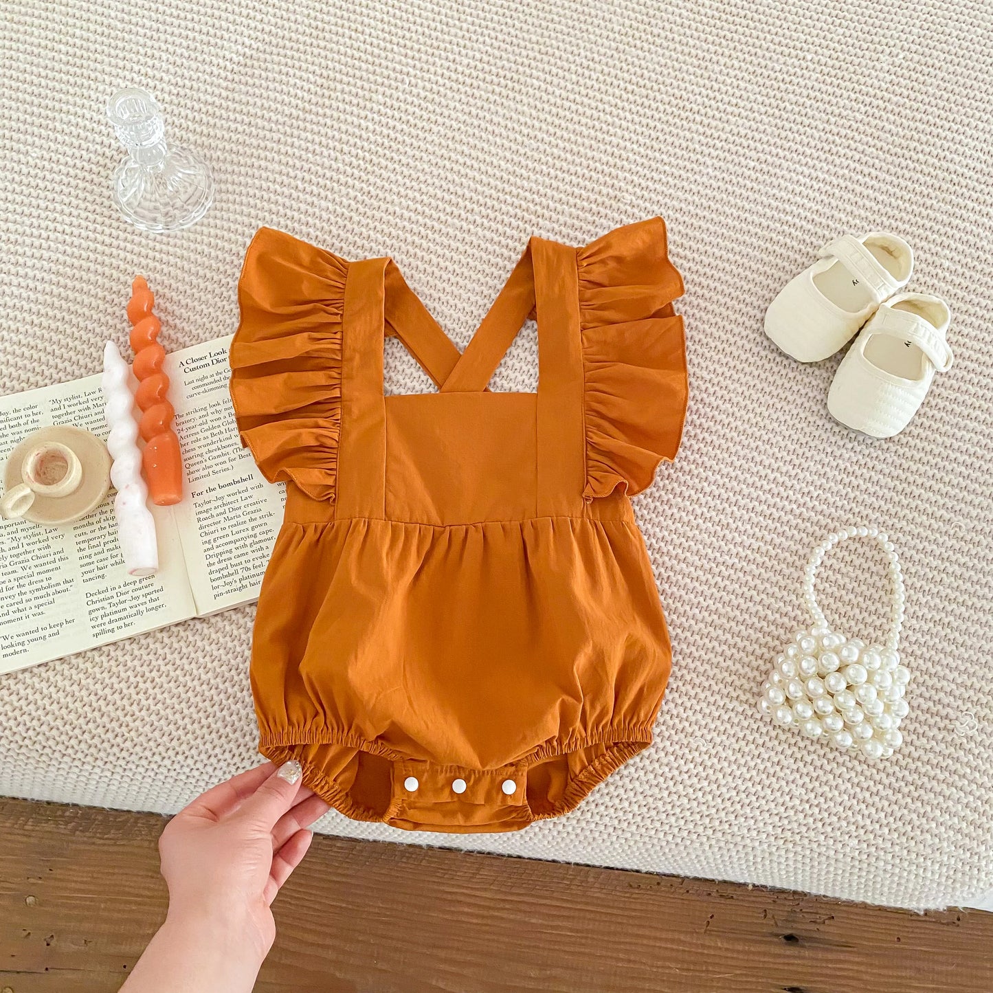 Baby Girl Romper – Solid Cotton Sleeveless Jumpsuit for Summer (0–24 Months)