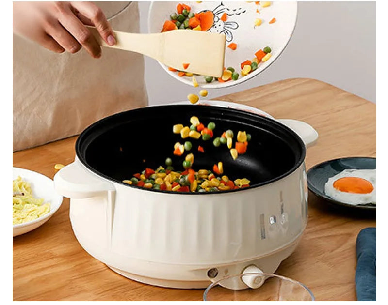 Mini Multi-Function Electric Cooker with Hot Pot & Steamer – Non-Stick 220V Portable Cooker for 1–2 People
