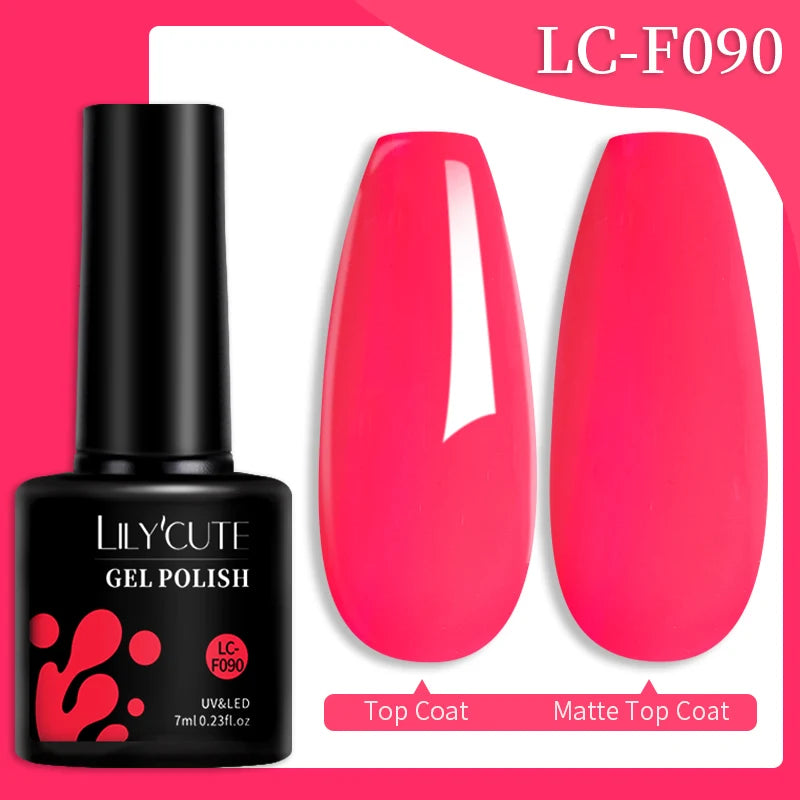 LILYCUTE Gel Nail Polish Set – 7ml Colorful UV Gel Varnish for Manicure | Long-Lasting Semi-Permanent Soak Off Nail Art Base & Top Coat
