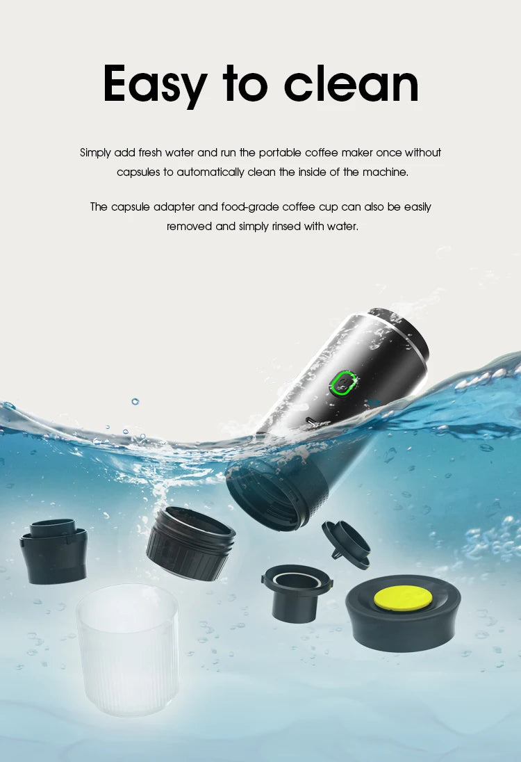 Portable Wireless Espresso Machine – 3-in-1 Travel Coffee Maker for Car, Camping & Home | Capsule & Ground Coffee Compatible
